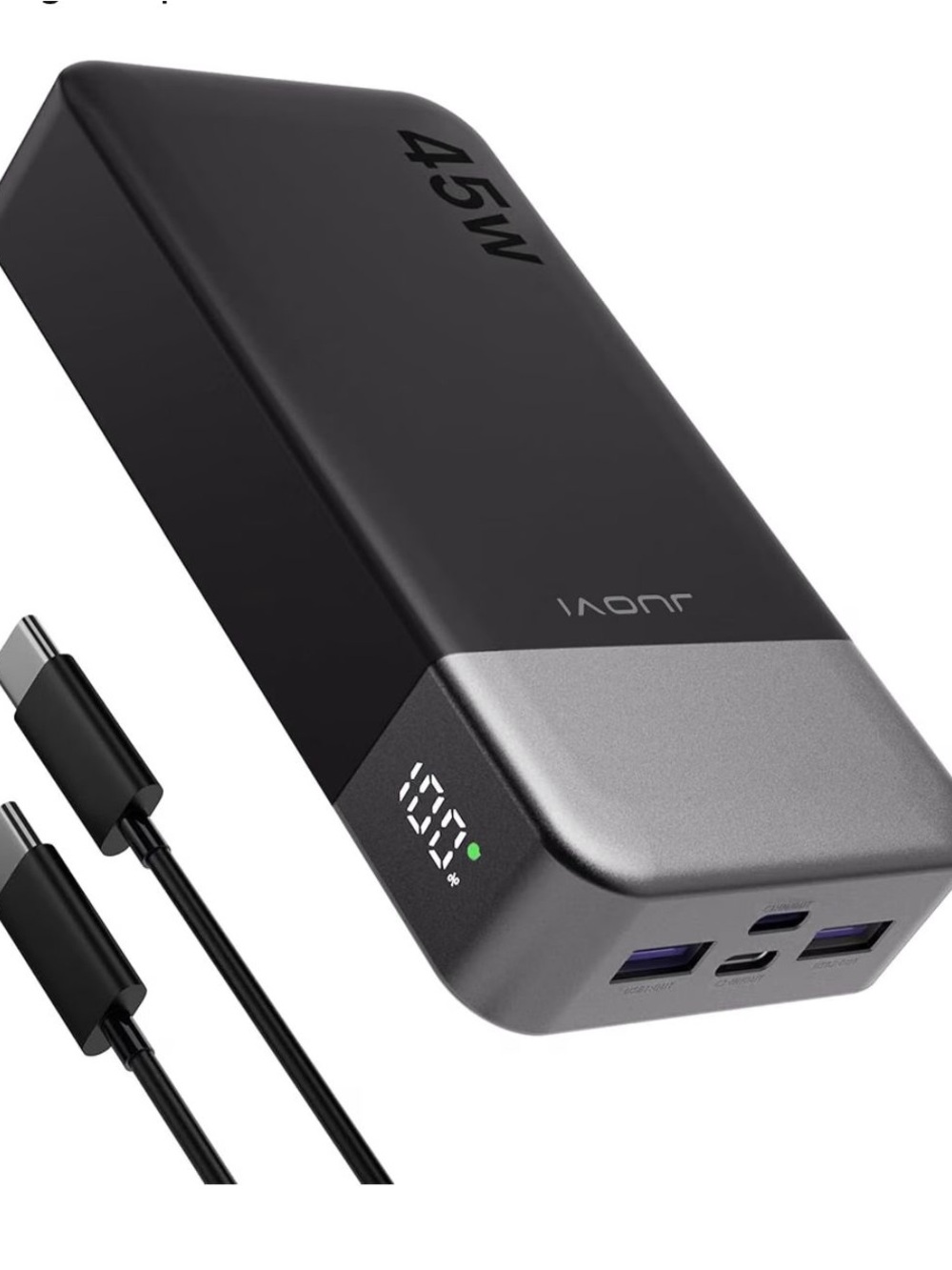 Ovi 45W Power Bank Charger in Black and Gray with LED Display